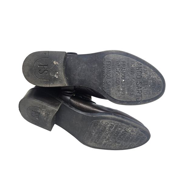 Franco Sarto 9 Black Leather Harness Boot Ankle Biker Moto Boho Western - Picture 3 of 4